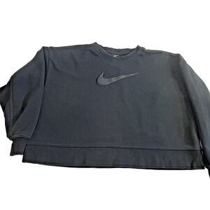 Nike Dri-FIT Get Fit Cropped Training Crew Black Womens Large Athletic